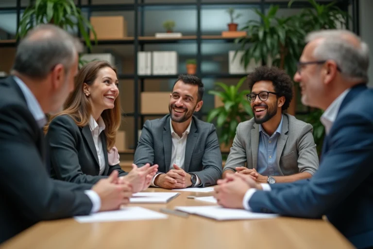 Groupe de professionnels divers en réunion de travail
