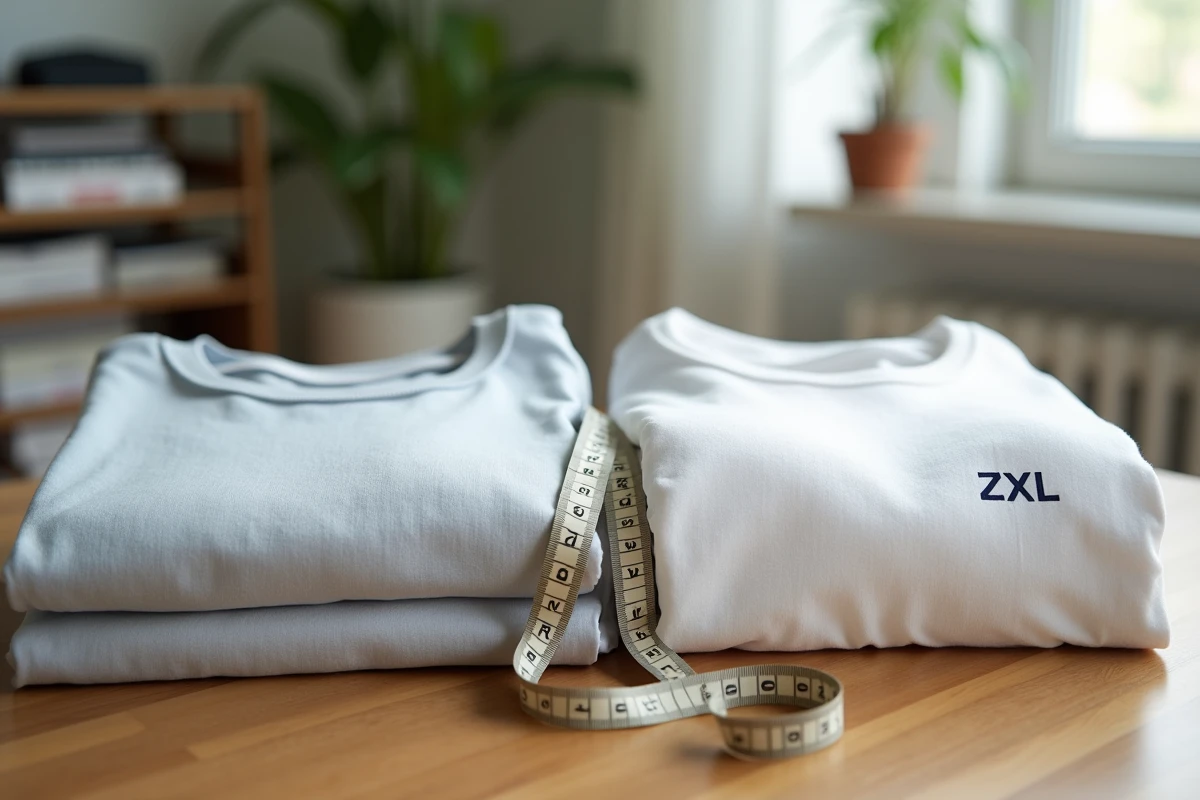 T-shirts pliés avec règle sur une table en intérieur